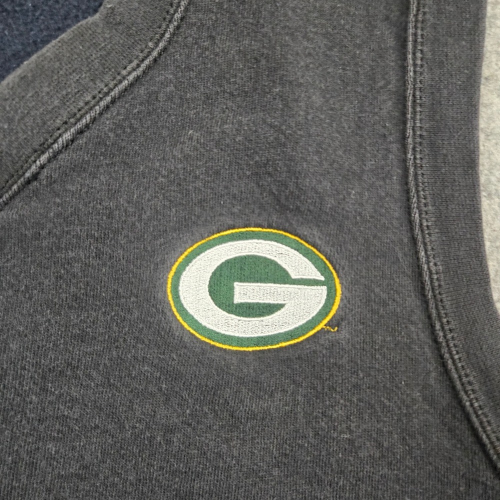 Vintage Reebok Green Bay Packers Sweatshirt Vest Mens Medium Black NFL 90s USA - Picture 4 of 13